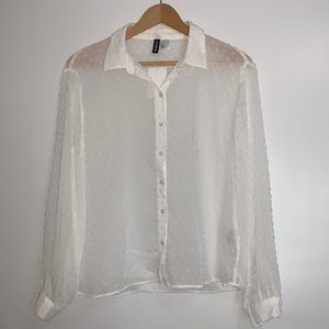 NWT H&M Women's Chiffon See-through Button-down Blouse